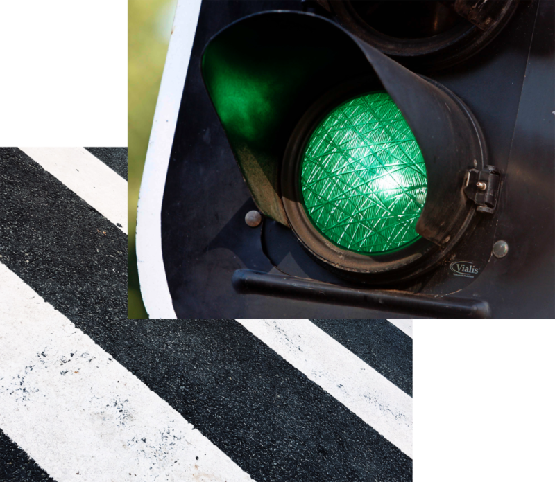 Zebrapad en groen verkeerslicht